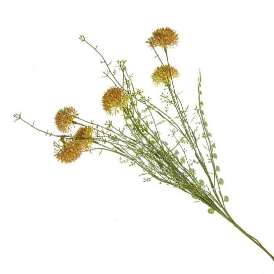 English Meadow Artificial Flowers Mustard Yellow Cornflowers 52cm